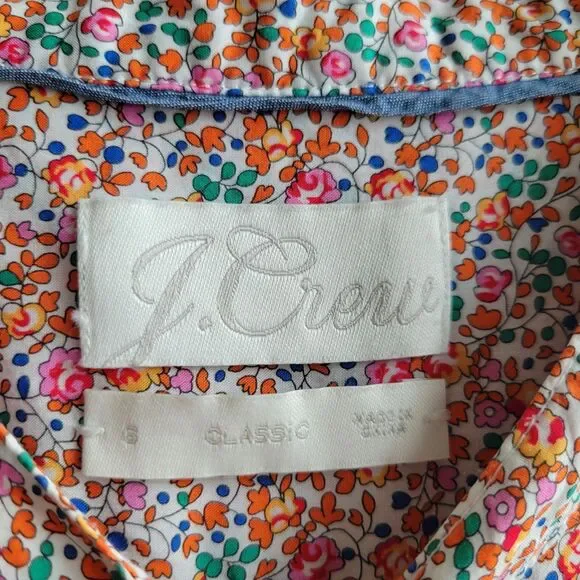 J CREW LIBERTY Eloise Floral Print Puff Sleeve Top Size 6 Button Up Classic-Fit - Picture 8 of 9
